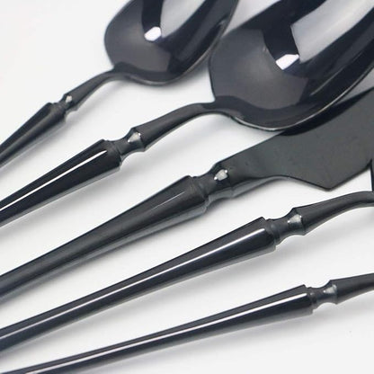 JASHII 20-piece 18/10 Stainless Steel Black Flatware/Cutlery/ Set Service for 4 Person, Include Knife/Fork/Spoon, Mirror Polished (Black)
