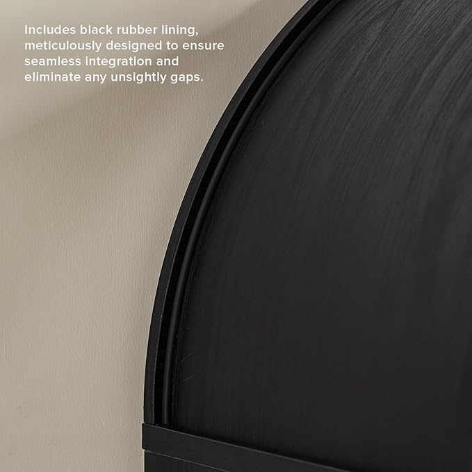 mopio Lauren 65.4" Short Arched Cabinet, 5-Tier Arched Bookcase with Doors and Shelves, Mini Arch Bookshelf with Storage, Wooden Storage Cabinet for Living Room and Kitchen Pantry (Black Accent)