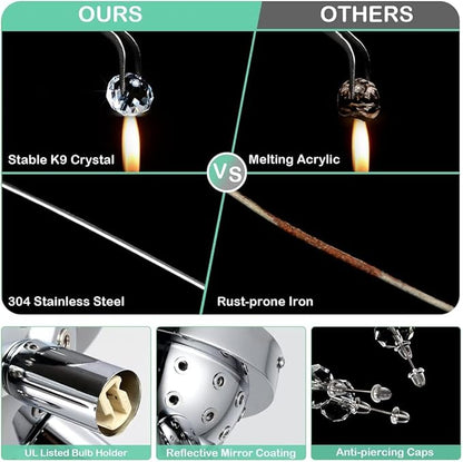 HMVPL Crystal Sputnik Firework Close to Ceiling Light, Modern LED Lamp for Bedroom, Kitchen, Island, Entryway, Hallway, Foyer