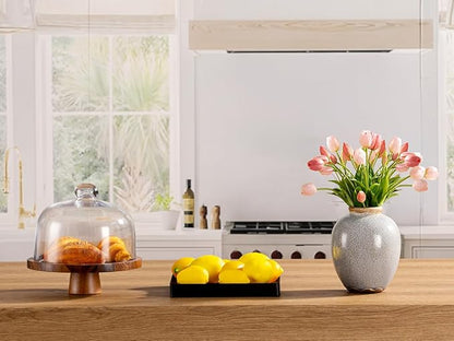 Ceramic Vintage Vase, Flower Rustic Vase Decorative Chinoiserie Decor Rustic Farmhouse Retro Floral Vases for Table Bookshelf Mantel Kitchen Living Room Office - 7.8inch Gray