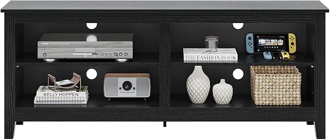 Panana TV Stand, Classic 4 Cubby TV Stand for 60 inch TV, Entertainment Center Media Television Stand for Living Room Bedroom (Black, 55 inch)