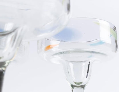 16 oz Hand Blown Mexican Margarita Glasses Set of 2 - Confetti Dots - MEXICAN GLASSWARE