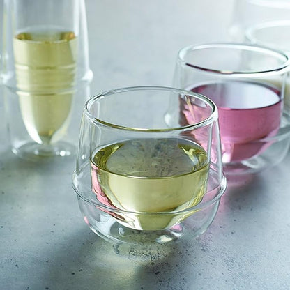 KINTO 23108 KRONOS Double Wall Wine Glass, 8.5 fl oz (250 ml), Heat Resistant Glass, Microwave and Dishwasher Safe, Gift, Present