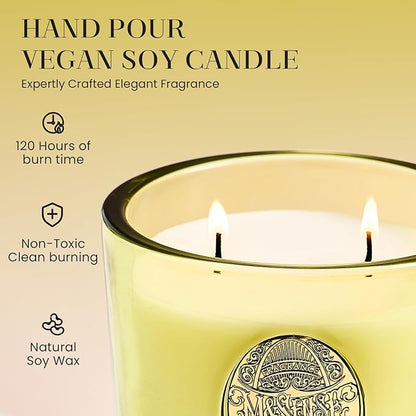 M&SENSE Large Two-Wick Soy Candle | White Tea Sage & Matcha Green | 19.8 oz, 120H Burn Time | Luxury Scented Candle for Relaxation, Gifting, Home Décor | Ideal for Bedroom, Office, Party Ambiance