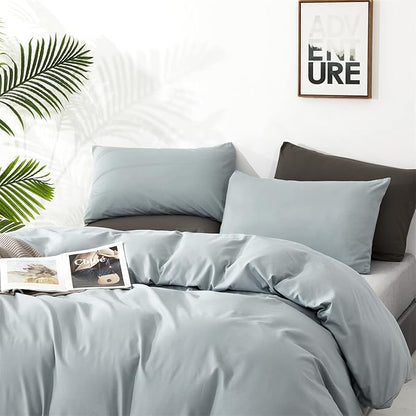 CLOTHKNOW Light Blue Comforter Set Twin/Twin XL 3Pcs Haze Blue Bedding Comforter Sets Dusty Blue Comforter Soft Blue Comforter Sets Twin