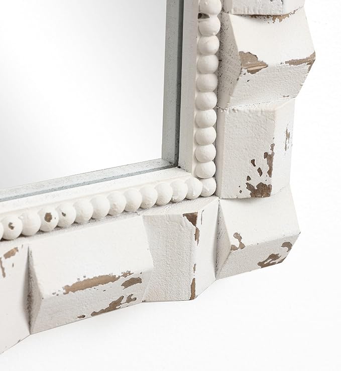 LuxenHome Distressed Arched Wall Mirror for Bathroom, 24"x36" Large Wood Framed Wall Mounted Decorative Vanity Mirror for Living Room Bedroom Decor, Hanging Sculptures Accent for Entryway Home Decor