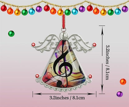 XUTAI Angel Christmas Tree Ornaments Music Note Glass Christmas Hanging Angel Glass Pendant for Holiday Decoration