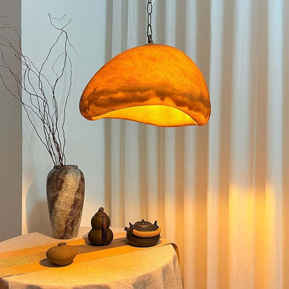 Wabi Sabi Pendant Light Kitchen Island 11.8in Brown Dining Room Lights Fixture Rustic Chandelier Japanese Style Hanging Ceiling Lighting for Bedroom Restaurant Living Room Hallway Foyer