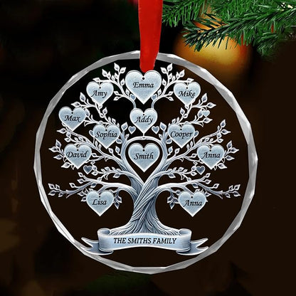 Shaant Personalized Christmas Glass Ornaments 2025, Family Tree Christmas Tree Decoration, Gifts for Family & Friends, Housewarming Gift Ideas