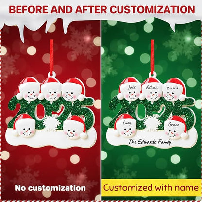 2025 Personalized Christmas Ornaments with Family Names – Custom Snowman Family of 2–6, Cute Xmas Tree Decoration Gift for Home, Kids, Parents, or Grandparents