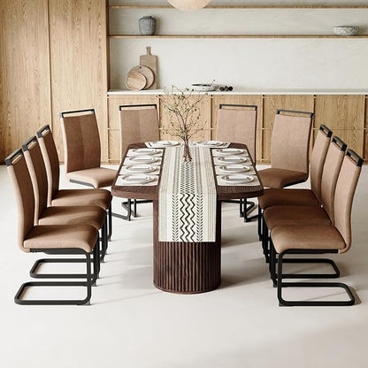 79" Dining Table Set for 10,Large Rectangular Dining Table Set for 10 with Cushioned Chairs,Modern Mid-Century Wood Dining Room Table Set for 10,Ideal for Dining & Gatherings (Walnut)