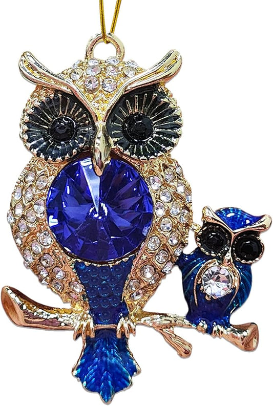 Owl Ornament, Owls Ornaments for Christmas Trees, Beautiful Handmade Metallic Ornament with Rhinestone, Christmas Ornaments for Kids, Girls - Owl Gifts for Women