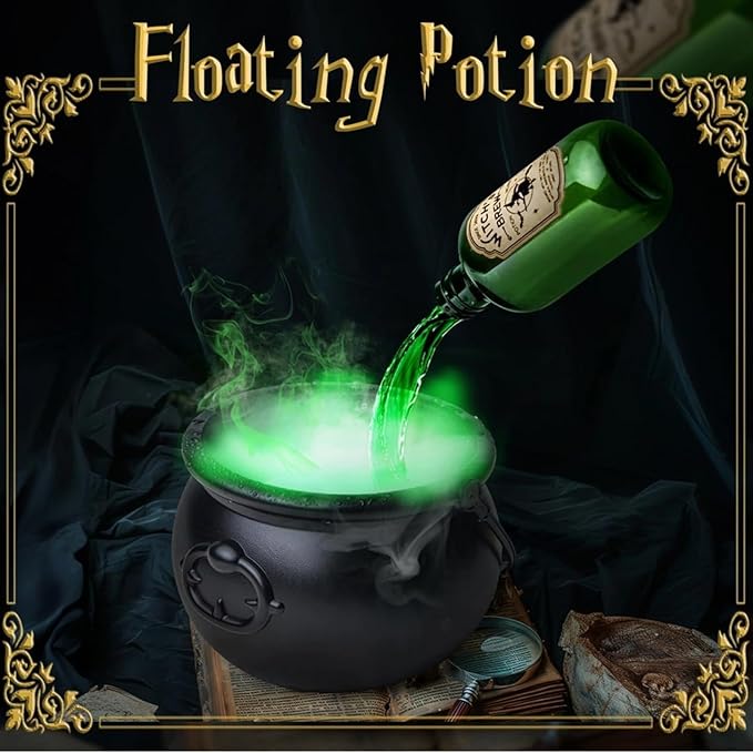2025 Halloween Decorations Indoor & Outdoor - Halloween Cauldron Vessel, Floating Potion Bottles, Kitchen Decor of Candy Vessel with Magic Floating Bottle (Magic)