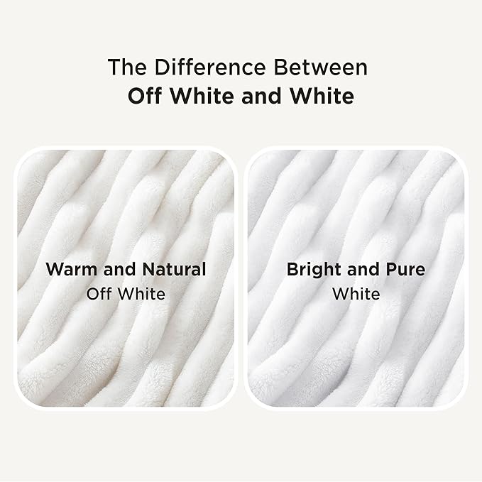 Bedsure GentleSoft White Throw Blanket for - Cozy Blanket for Women, Cute Fleece Throws for Girls Cover, Birthday Gifts for Women, Room Fall Halloween Decor, Off White, 50x60 Inches