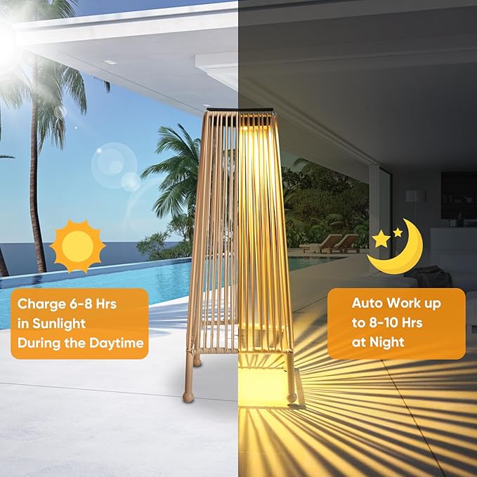 Outdoor Solar Floor Lamp, Upgraded Solar Patio Lamp, Brighter Outdoor Floor Lamp, Auto On/Off Patio Lamps Outdoor for Yard Garden Patio Pathway Lawn Decor