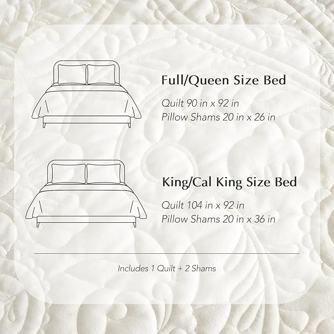EVERGRACE Luxury Pearl Velvet Quilt Set King Size 3 Pieces, Soft Paisley-Stitch Velvet Comforter Set with Pillow Shams, Lightweight Bedspread Coverlet Bedding Set, Ivory White