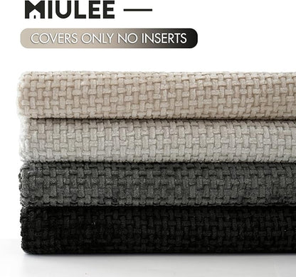 MIULEE Pack of 4 Halloween Throw Pillow Covers 18x18 Inch Neutral Cream/Grey Soft Decorative Chenille Pillow Covers Farmhouse Accent Cushion Covers for Boho Home Decor Bedroom Living Room