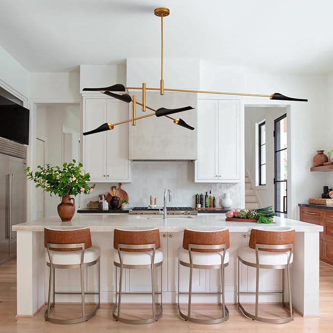 76” Industrial Pendant Light 6-Lights Adjustable Farmhouse Chandelier Modern Pendant Lighting Fixtures for Dining Room Living Room Kitchen Island Bedroom, UL Listed