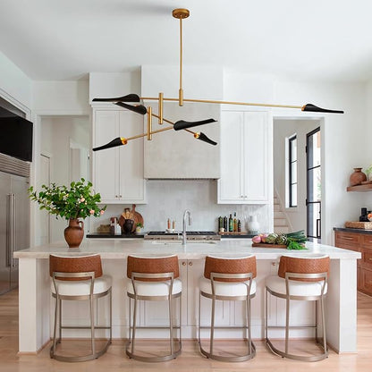 76” Industrial Pendant Light 6-Lights Adjustable Farmhouse Chandelier Modern Pendant Lighting Fixtures for Dining Room Living Room Kitchen Island Bedroom, UL Listed