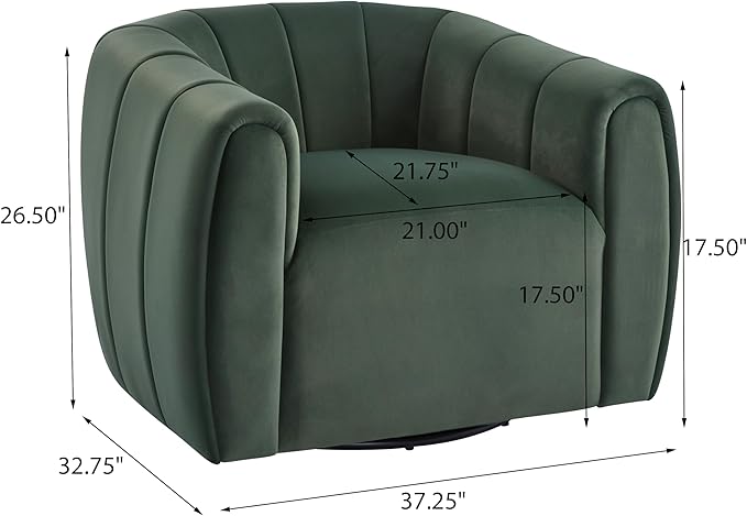 Christopher Knight Home Monroe Velvet Swivel Club Chair,Armchair with 360-Degree Rotation,Upholstered Barrel Swivel Sofa Chair for Living Room/Bedroom,Tufted Back,Thick Cushion, Iron Base, Olive Green