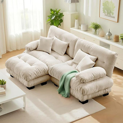 SoarFlash L Shaped Couches for Living Room, Small Sectional Sofa Set with Reversible Chaise, Modern Designed Sleeper Sofas and Modular Couch Function, Suitable for Small Spaces in Apartment, Camel