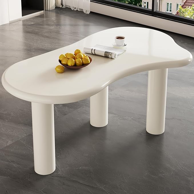 62.2" Dining Table for 4/6, Modern Cream Style Dining Table for Kitchen, Dining Room, Easy Assembly