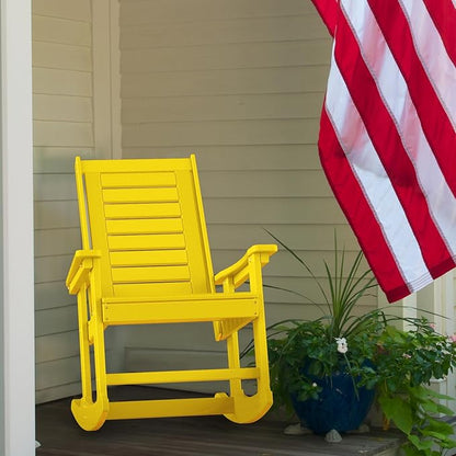 GREENVINES Outdoor Rocking Chairs | Set of 4 | Porch Rocker | HDPE Plastic | Yellow | Oversized Rockers | High Back | Big & Tall | Ladder Back | for Patio Outside Backyard Balcony Garden