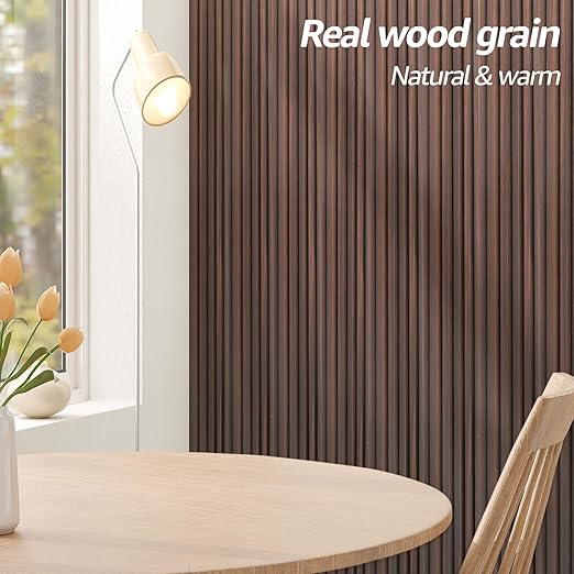 Art3d WPC Slat Wall Panels, 8-Pack 108 x 6 Inch 3D Wall Accents for Interior Wall Decor, Living Room, Bedroom,Walnut