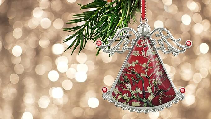 XUTAI Angel Christmas Tree Ornaments Christmas Ornament Tree Van Gogh Glass Christmas Hanging Angel Glass Pendant for Holiday Decoration
