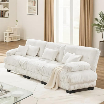 SoarFlash 133.8” Sectional Sofa 3 Seat Couch, L Shaped Modern Sofa with Solid Wood Legs, Couches Sofas for Living Room Apartment, Comfortable Small Couches for Small Spaces, White