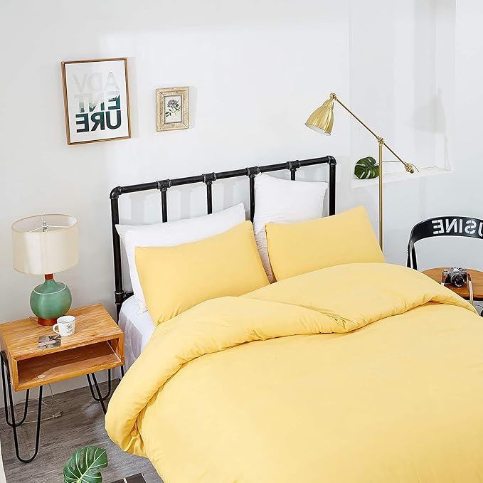 CLOTHKNOW Yellow King Size Comforter Set Dark Yellow Bedding Comforter Sets Soft Women Men Comforters with 2 x Pillow Cases