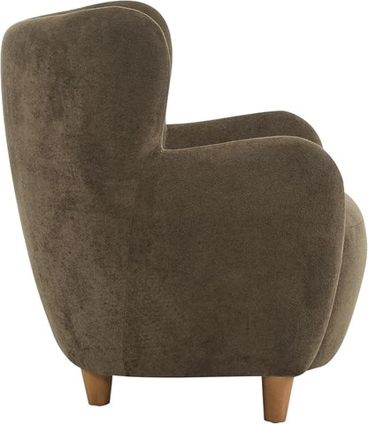 Christopher Knight Home Auden Wingback Accent Chair, Fabric Club Chair, Velvet Upholstered Armchair, Curved Backrest Single Sofa, Soft Cushion Seating, Reading Lounge Chair for Living Room, Brown