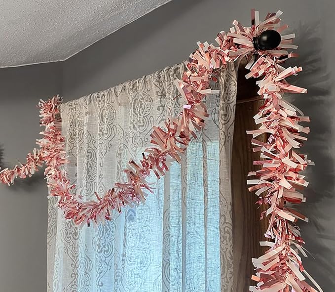 Anderson's Metallic Light Pink & White Sparkle Glitter Tinsel Twist Garland, 25ft Holiday Decoration, Christmas Tree Trim, Parade Float Decor, Party Supplies, Graduation, Indoor/Outdoor Event Garland