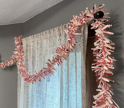 Anderson's Metallic Light Pink & White Sparkle Glitter Tinsel Twist Garland, 25ft Holiday Decoration, Christmas Tree Trim, Parade Float Decor, Party Supplies, Graduation, Indoor/Outdoor Event Garland
