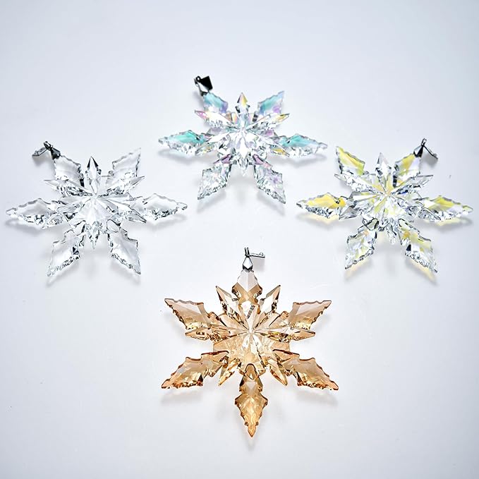 2025 Edition Crystal Snowflake Ornament Christmas Tree Ornament Home Decor Gift (2025-Fantasy Color)
