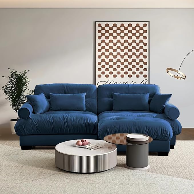 SoarFlash L Shaped Couches for Living Room, Small Sectional Sofa Set with Reversible Chaise, Modern Designed Sleeper Sofas and Modular Couch Function, Suitable for Small Spaces in Apartment, Blue