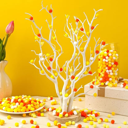 SEPGLITTER 1000 Pieces Yellow Series Pom Poms Balls 5 Colors Yellow White Pom Poms for Crafts Making DIY Class Creative Activities Holiday Home Decorations Supplies