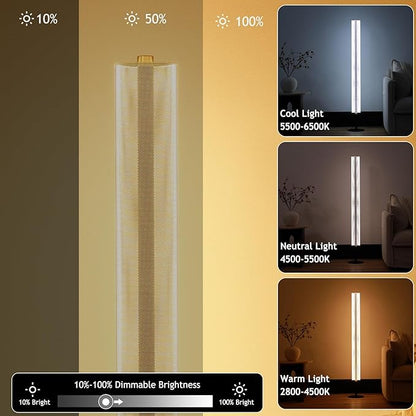 NUÜR Modern Floor Lamp, Dimmable Standing Lamp with Remote Control, Stepless Adjustable Colours & Brightness, Industrial Lighting for Living Room, Bedroom, Office (LED Floor Lamp)