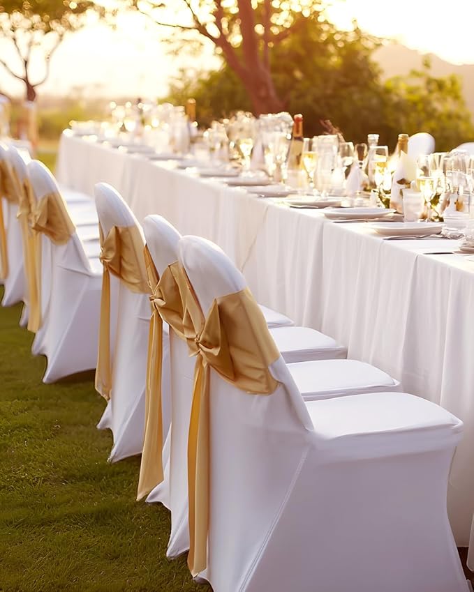 VEVOR White Stretch Spandex Chair Covers - 12 PCS, Folding Kitchen Chairs Cover, Universal Washable Slipcovers Protector, Removable Chair Seat Covers, for Wedding Party Dining Room Banquet Event