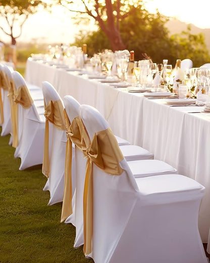 VEVOR White Stretch Spandex Chair Covers - 12 PCS, Folding Kitchen Chairs Cover, Universal Washable Slipcovers Protector, Removable Chair Seat Covers, for Wedding Party Dining Room Banquet Event