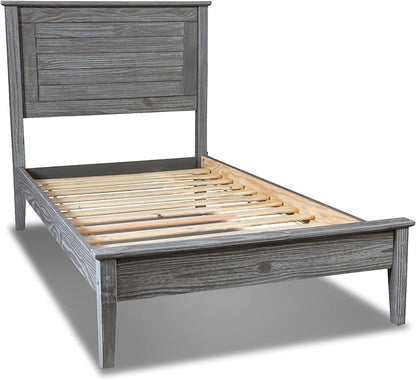 Grain Wood Furniture Greenport Solid Wood Platform Bed, Twin Size, Brushed Grey