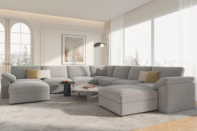EASE MOOSE Oversized Modular Sectional Sofa with Ottoman, Modern Luxury Wide Deep Modular Couch, U Shaped Couch for Big Spaces Living Room