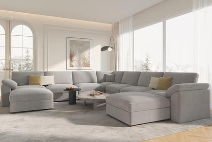 EASE MOOSE Oversized Modular Sectional Sofa with Ottoman, Modern Luxury Wide Deep Modular Couch, U Shaped Couch for Big Spaces Living Room