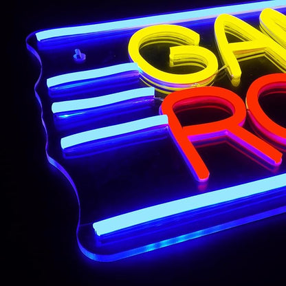 LUCUNSTAR Game Room Neon Sign For Wall Decor Neon Lights With Dimmable Switches Gaming Room Led Lights Club Bedroom Gift For Teens USB Powered 16.5 x 9.4 inches