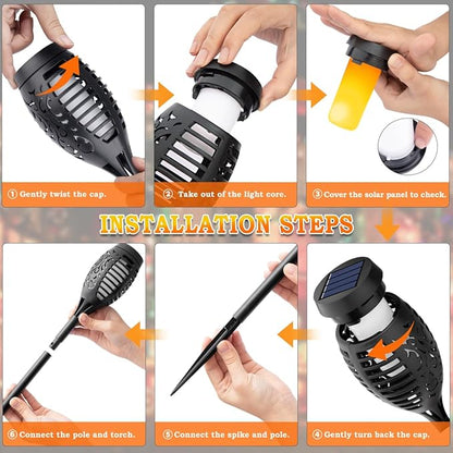 MIUSIKIT 16Pack Outdoor Solar Lights for Yard, Solar Flame Lights for Outside Christmas Decorations, Christmas Light Outdoor Waterproof, Luces Solares para Exteriores for Outdoor Lighting Art