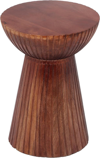Christopher Knight Home Tassi Wooden Small End Table, Indoor Round Side Table with Drum Base, Mid Century Modern Coffee Table Round for Living Room, Modern Accent Table, Honey