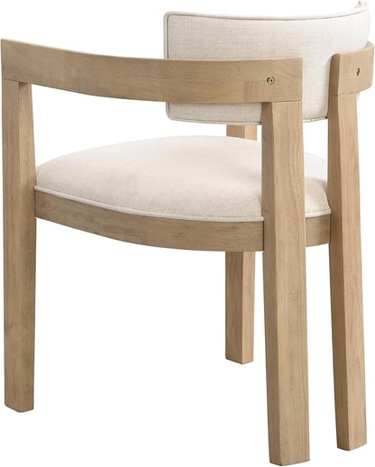 Christopher Knight Home Falcon Fabric Upholstered Dining Chairs Set of 2, Modern Wooden Dining Curved Backrest Kitchen Side Chair, Living Room for Extra Seat, Light Ash+Beige