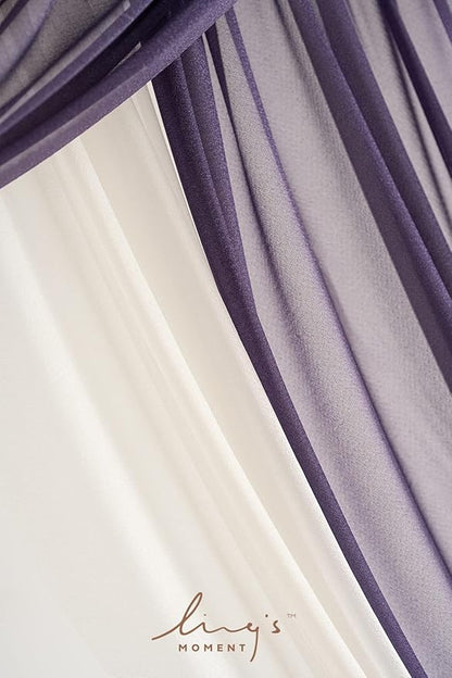 Ling's moment Purple Lilac Artificial Wedding Arch Flowers Kit Pack of 4, 2pcs Hanging Flower Arrangement 2pcs Chiffon Drapes Ceremony Reception Fake Rose Arbor Backdrop Floral Party Outdoor Decor