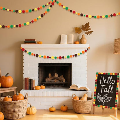 UPINS Fall Pom Poms Balls,600 Pieces Orange Brown Red Pom Poms Mixed Sizes Pompoms for Crafts Making DIY Autumn Thanksgiving Party Decorations Supplies (5 Colors)