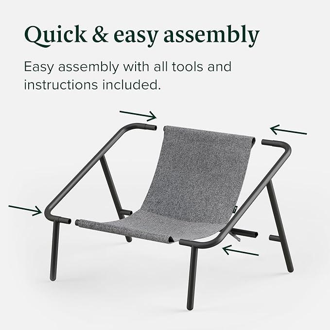 ZINUS Ada Sling Accent Chair, Metal Framed Armchair with Shredded Foam Cushioning, Light Grey